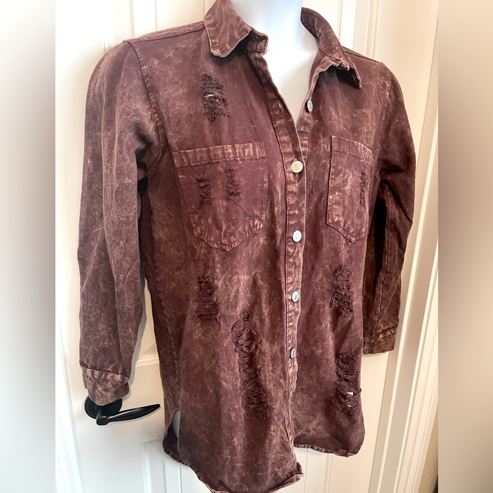 Women’s Thrill Jeans Shacket in Rusty Brown, Size XL